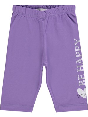 Civil Girls Be Happy Baskılı 2-5 Yaş Tayt  - Lila 3-4 Yaş