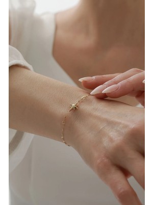 Yavuz Kuyumculuk 14 Ayar Altın Aynalı Zincir Kuzey Yıldızı Bileklik