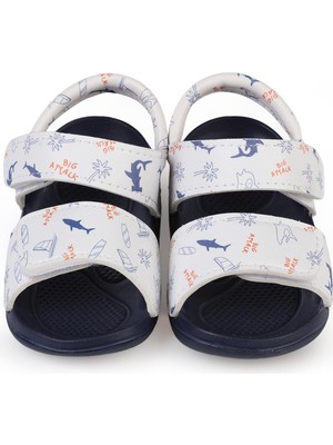 Civil Boys Köpekbalığı Desenli 20-24  Numara Sandalet - Beyaz 24-36 Ay