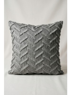 Cortibo Harmony Serisi Püsküllü Kırlent Kılıfı Açık Gri