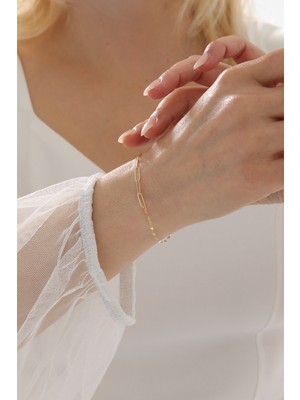 Yavuz Kuyumculuk 14 Ayar Altın Aynalı Zincir Ataş Bileklik