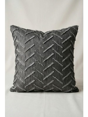 Cortibo Harmony Serisi Püsküllü Kırlent Kılıfı Antrasit-Gri