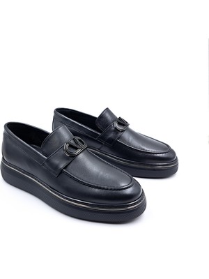 Marcomen M23160 Hakiki Deri Tokalı Bağcıksız Erkek Siyah Konfor Loafer Ayakkabı