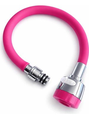 Solid Oynar Başlıklı Spiral Esnek 2 Fonksiyonlu Lavabo & Mutfak Musluk Ucu Pembe Renkli Musluk Başlığı