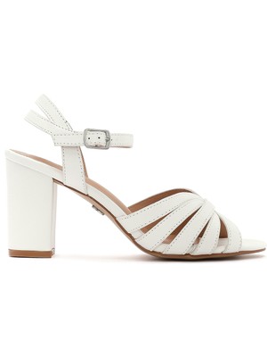 Derimod Kadın Beyaz Bilekten Bantlı Kalın Topuklu Sandalet 26SFE461918