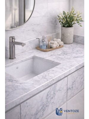 Ventoze Mermer Desenli Yapışkanlı Folyo Kaplama Kağıdı | Su Geçirmez Mutfak Tezgah Masa Kaplama