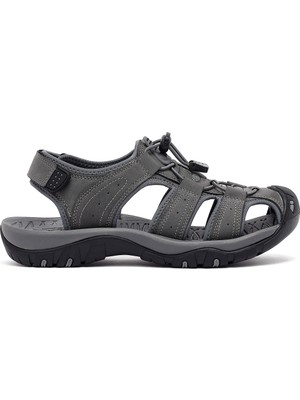 Derimod Erkek Gri Deri Sandalet 26SFD695114