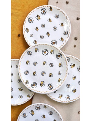 Şık 6'lı Tatlı Tabağı Seti, Zarif ve Modern Tasarım