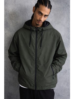 Damga Erkek Comfort Fit Astarlı Salaş Haki Yağmurluk & Rüzgarlık