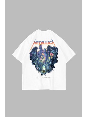 Sekizbiraltı Metallica Unforgiven Baskılı Beyaz Oversize Unisex Tshirt