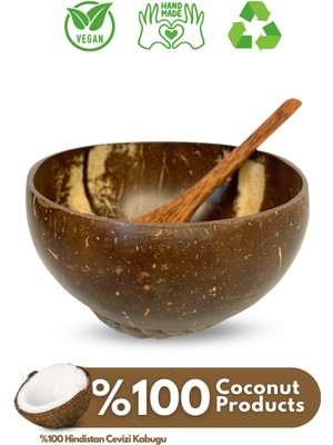 Doğal Hindistan Cevizi Kase ve Kaşık Seti ile Şık Sunumlar