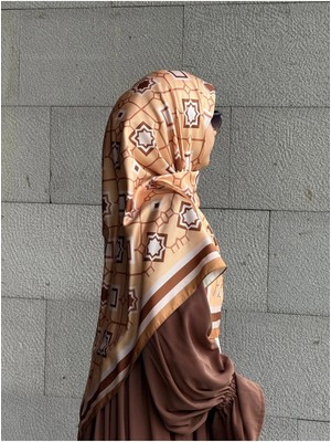 Qalortex Scarf Ipeksi Twil Monogram Eşarp-Latte