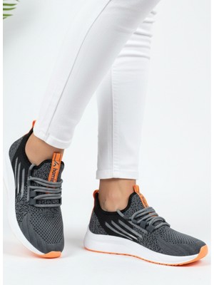 Homiro Bağcıklı Triko Unisex Spor Ayakkabı-Füme Oranj