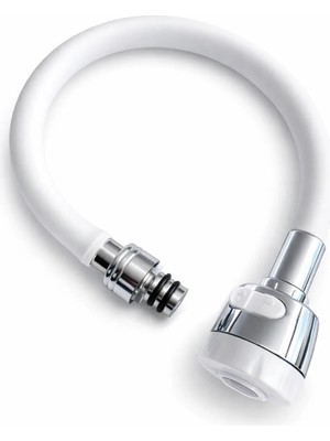 Solid Oynar Başlıklı Spiral Esnek 2 Fonksiyonlu Lavabo & Mutfak Musluk Ucu Beyaz Renkli Musluk Başlığı