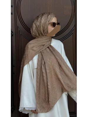 Qalortex Scarf Pamuklu Balık Sırtı Jakar Şal-Vizon