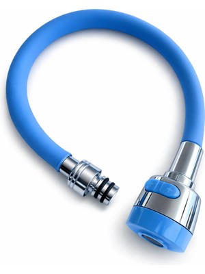 Solid Oynar Başlıklı Spiral Esnek 2 Fonksiyonlu Lavabo & Mutfak Musluk Ucu Mavi Renkli Musluk Başlığı