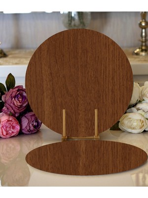 6'lı Ahşap Supla Levha, 25CM, Ceviz Mdf, Yuvarlak, Servis Altı Set