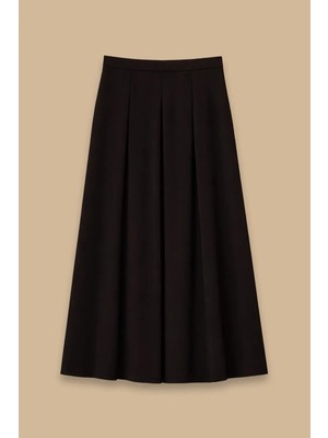 Seçil Kadın Pile Detaylı Kloş Etek - Siyah