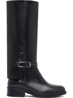 Derimod Kadın Siyah Fermuarlı Deri Çizme 25WFD281918