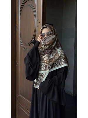 Qalortex Scarf Pamuklu Soft Osmanlı Desen Eşarp-Küf Yeşil
