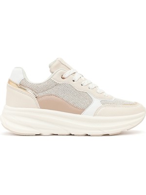 Derimod Kadın Bej Bağcıklı Kalın Tabanlı Sneaker 26PFE457714