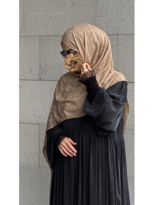 Qalortex Scarf Pamuklu Kazayağı Jakar Şal-Vizon