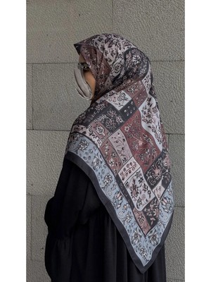 Qalortex Scarf Pamuklu Soft Osmanlı Desen Eşarp-Siyah