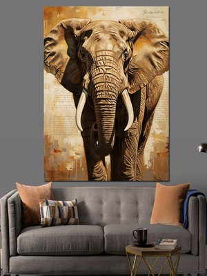 Tablomega Vahşi Doğada Duran Heybetli Fil Dekoratif Kanvas - Mdf Ahşap Tablo