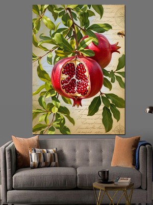 Tablomega Dalında Taze Kırmızı Nar Görseli Dekoratif Kanvas - Mdf Ahşap Tablo