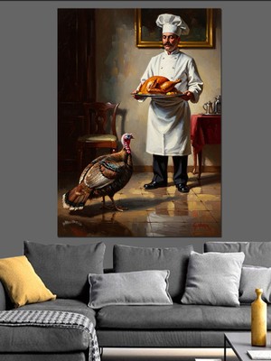 Tablomega Mutfakta Hindi Sunan Aşçı Dekoratif Kanvas - Mdf Ahşap Tablo