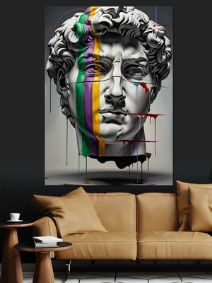 Tablomega David Heykeli Modern Sanat Dekoratif Kanvas - Mdf Ahşap Tablo