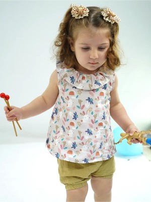 Kidaxi Tavşan Temalı Bluz Şort Kız Takım 3-6/6-9/9-12/18-24 Ay