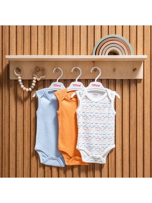 Tiffany Strıpped Üçlü Kolsuz Çıtçıtlı Bebek Body - Oranj - 6 - 9 Ay Oranj