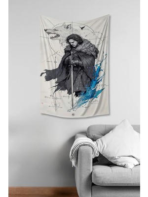Moud's Game Of Thrones John Snow Desenli Duvar Örtüsü Duvar Halısı Tapestry Süet Dokulu Kumaş