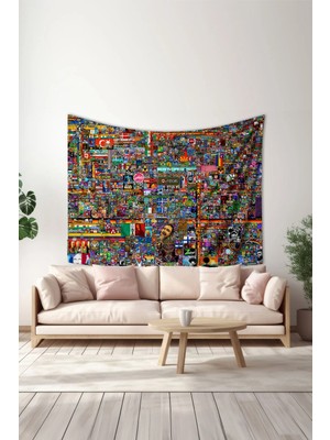 Moud's Reddit R/place Desenli Duvar Örtüsü Duvar Halısı Tapestry Süet Dokulu Kumaş