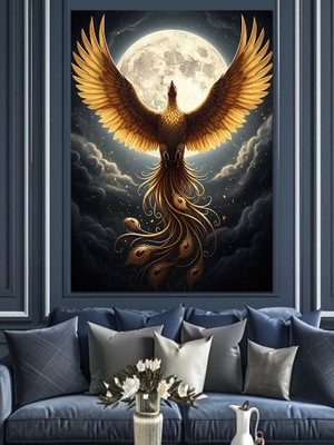 Tablomega Küllerinden Doğan Altın Anka Kuşu Dekoratif Kanvas - Mdf Ahşap Tablo
