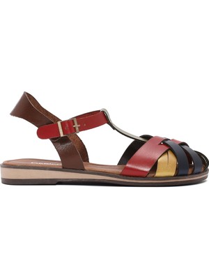 Derimod Kadın Çok Renkli Tokalı Deri Bodrum Sandalet 26SFD332218