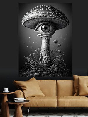Tablomega Göz Şeklinde Devasa Mantar Figürü Dekoratif Kanvas - Mdf Ahşap Tablo