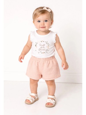 Kidaxi Şile Bezi Nakışlı Bebek Atlet Şort Takımı (3-24 Ay) Nefes Alan Pamuklu Kumaş