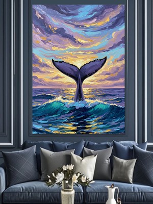 Tablomega Denizden Çıkan Dev Balina Kuyruğu Dekoratif Kanvas - Mdf Ahşap Tablo