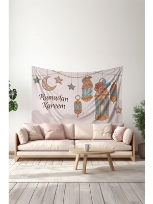 Moud's Ramazan Kerim Desenli Duvar Örtüsü Duvar Halısı Tapestry Süet Dokulu Kumaş