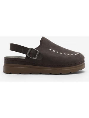 Tonny Black Kadın Kahverengi Rahat Kalıp Taşlı Tokalı Sandalet