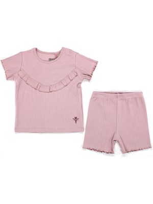 Kidaxi Kaşkorse Fırfırlı Tişört Şort Takım