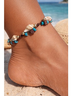 By Song Jewelry Deniz Kabuklu, Turkuaz Doğaltaşlı Halhal