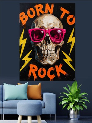 Tablomega Gözlüklü Rockçı Kuru Kafa Dekoratif Kanvas - Mdf Ahşap Tablo