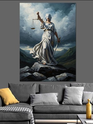 Tablomega Adalet Tanrıçası Themis Heykeli Sanatı Dekoratif Kanvas - Mdf Ahşap Tablo