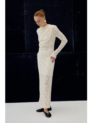 Sateen Kadın Dantel Elbise 2124-3086