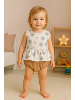 Kidaxi Çiçek Tema Desenli Gömlek Body 1-3/3-6/6-9/9-12AY