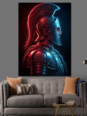 Tablomega Kırmızı Miğferli Antik Savaşçı Portresi Dekoratif Kanvas - Mdf Ahşap Tablo
