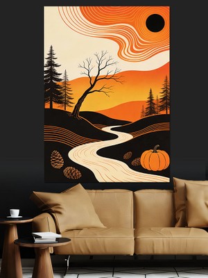 Tablomega Turuncu Gün Batımı Minimalist Doğa Dekoratif Kanvas - Mdf Ahşap Tablo
